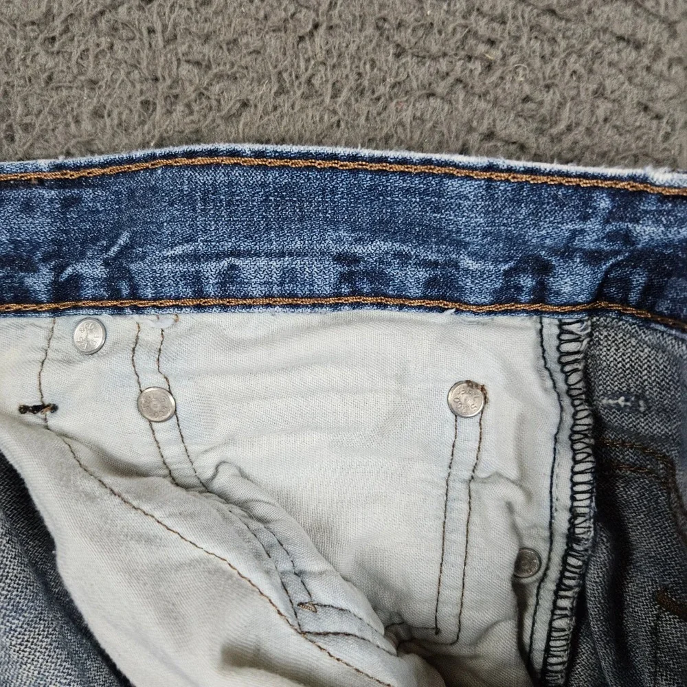 Levis 569 Mens Loose Straight‎ Leg Jeans 34x32 Blue Medium Wash Distressed Denim